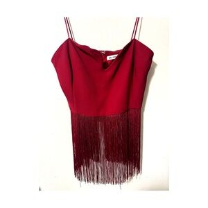 Never Worn-Chic Burgundy Fringe Camisole
